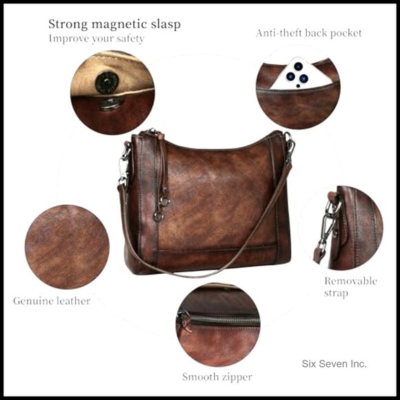 Genuine Leather Crossbody Shoulder Bag Hobo Satchel Purse Adjustable Straps